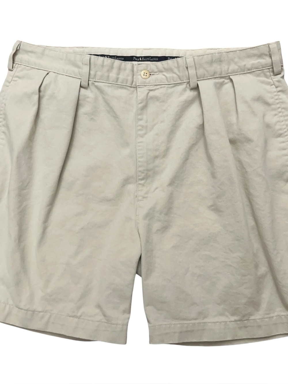 Polo Ralph Lauren Andrew Shorts Mens 36 Chino Pleated Beige Made in USA Vintage